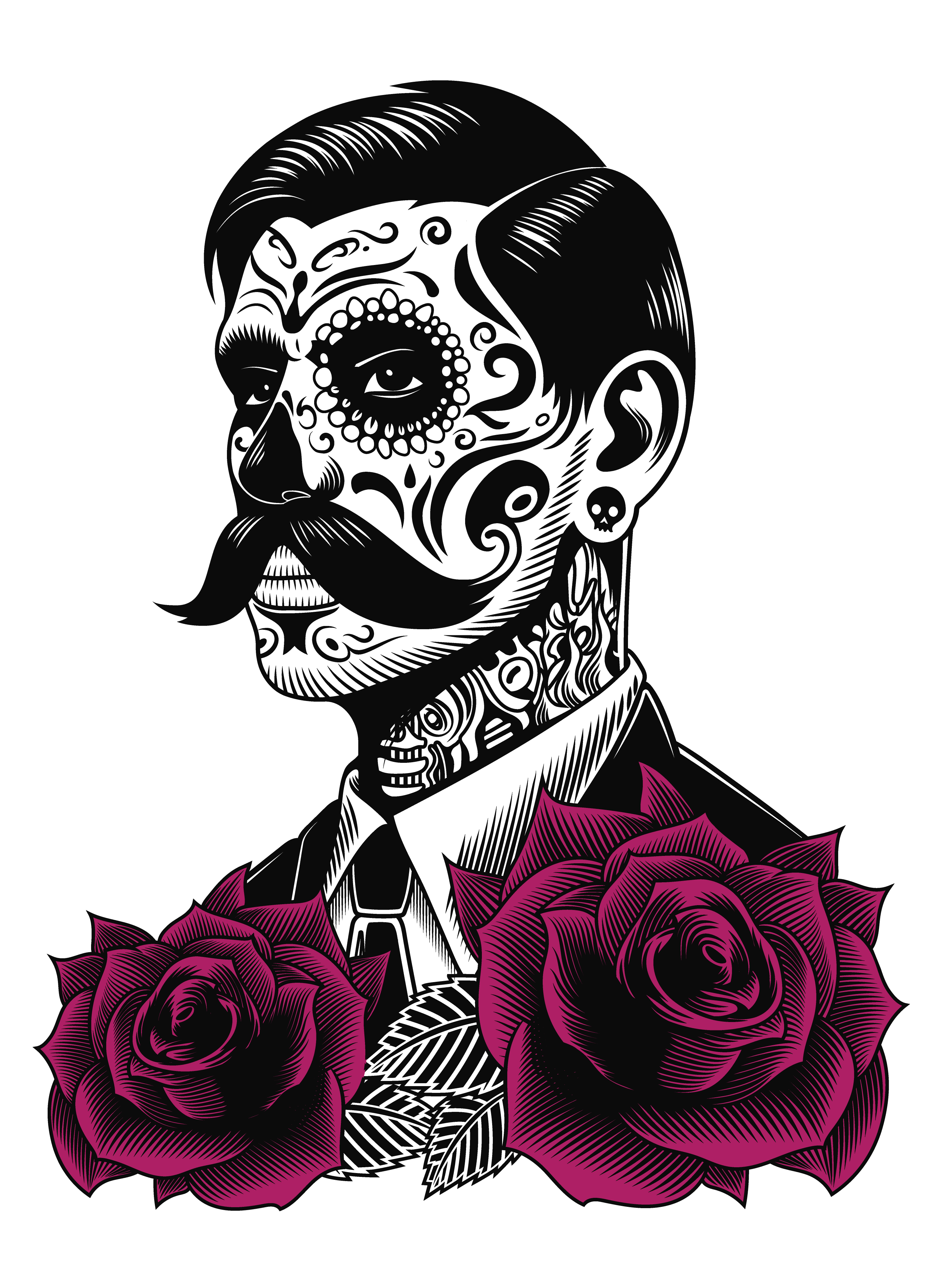 Stylized illustration of El Jefe Energy Icon , two roses, on a transparent background
